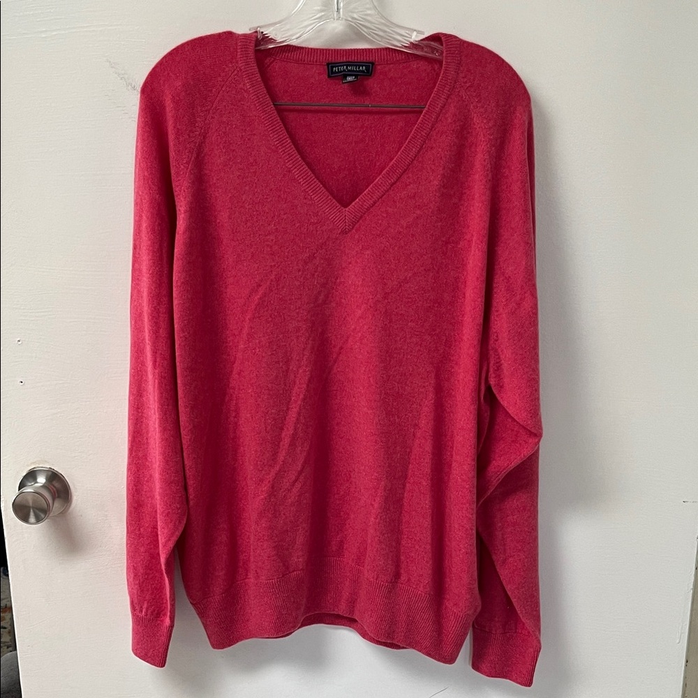100% Cashmere Peter Millar V-Neck Sweater in Rich Pink 7-02